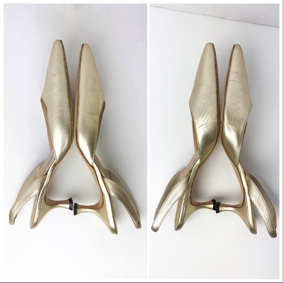 Manolo Blahnik Carolyne Metallic Leather Slingback - Picture 5 of 8